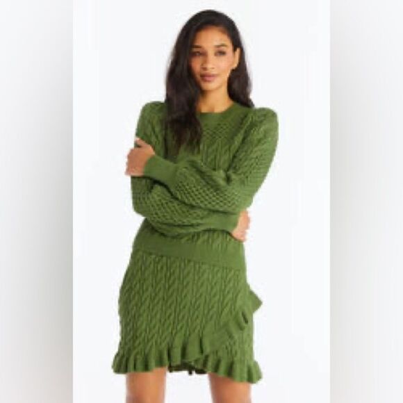 NWT Alison NY Green Cable Knit Sweater skirt - Picture 1 of 5